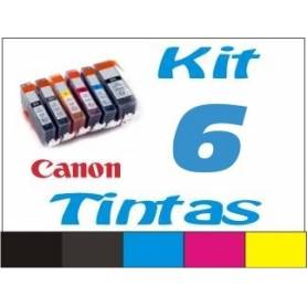 Maxi Kit Pro recarga cartuchos tinta Canon PGI-525 CLI-526 negro, gris y color, 6 tintas