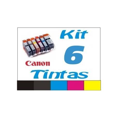 Maxi Kit Pro recarga cartuchos tinta Canon PGI-525 CLI-526 negro, gris y color, 6 tintas