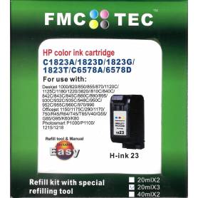 Mini Kit de Recarga InkTec cartuchos para HP 41 para Hp 78 para Hp 23 para Hp 17 color 20ml x 3.