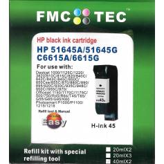 Mini kit de recarga Fmc tec clónico InkTec para Hp nº 15 40 y 45. negro 40ml x 2