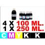 5 botellas de tinta Canon PG-520 CL-521 ( Bkpg 250 ml. cmyk 100 ml. )