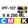 Pack 5 botellas 250 ml. tinta pigmentada para Canon PFI-107