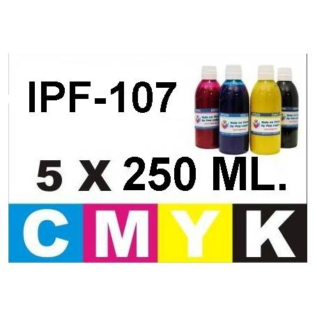 Pack 5 botellas 250 ml. tinta pigmentada para Canon PFI-107