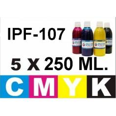 Pack 5 botellas 250 ml. tinta pigmentada para Canon PFI-107