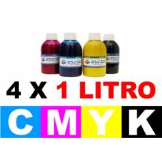 Pack 4 botellas de 1 litro de tinta para cartuchos para Hp cmyk