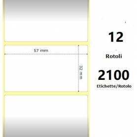 White 57x32mm, 2100Et/Rotolo Z-2000D 2.25x1.25x1Core,12Rolls