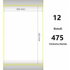 White 102x152mm, 475 Et/Rotolo Z-2000D 4x6x1 Core, 12 Rolls