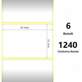 White 76x51mm,1240 Et/Rotolo Z-4000D, 3x2x1 Core, 6 Rolls