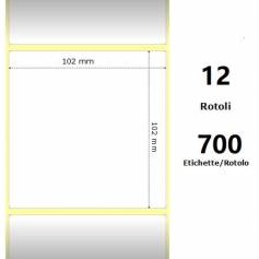White 102x102mm,700 Et/Rotolo Z-4000D, 4x4x1 Core, 12 Rolls