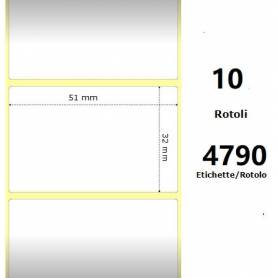 White 51x32mm,4790 Et/Rotolo Z-1000D, 2x1.3x3 Core, 10 Rolls