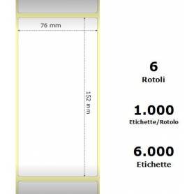 White 76x152mm,1000 Et/Rotolo Z-1000D, 3x6x3 Core, 6 Rolls