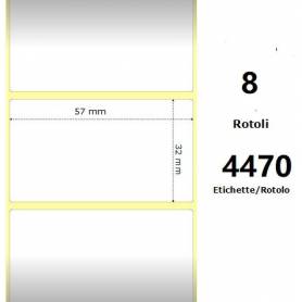 White 57x32mm,4470 Et/Rotolo Z-1000D,2.2x1.3x3 Core,8 Rolls