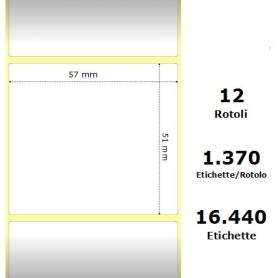 White 57x51mm,1370 Et/Rotolo Z-2000D, 2.2x2x1 Core, 12 Rolls