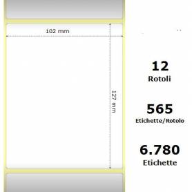 White 102x127mm,565 Et/Rotolo Z-2000D, 4x5x1 Core, 12 Rolls