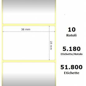 White 38x25mm, 5180 Et/Rotolo Z-2000D, 1.5x1x3 Core, 10Rolls