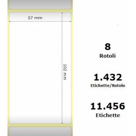 White 57x102mm, 1432 Et/Rotolo Z-2000D,2.2x4x3 Core, 8 Rolls