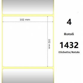 White 102x102mm,1432 Et/Rotolo Z-2000D, 4x4x3 Core, 4 Rolls