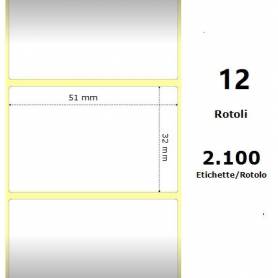 White 51x32mm,2100 Et/Rotolo Z-1000D, 2x1.3x1 Core, 12 Rolls