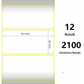 White 70x32mm,2100 Et/Rotolo Z-1000D,2.8x1.3x1Core ,12 Rolls