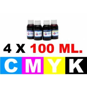 pack 4 botellas de 100 ml. de tinta para cartuchos HP cmyk