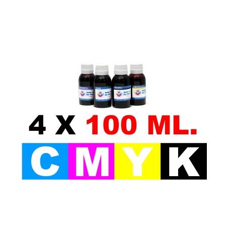 pack 4 botellas de 100 ml. de tinta para cartuchos HP cmyk