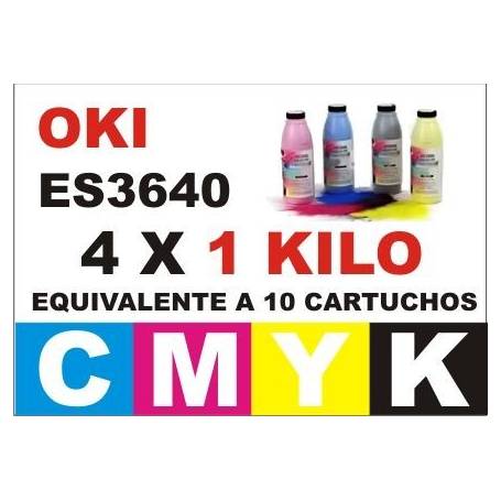 .Maxi Kit Oki ES3640 ES3640E recargas toner CMYK 4 Kgr.