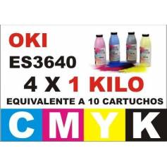 Maxi kit para Oki es3640 es3640e recargas tóner premium cmyk 4 kg.