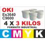 Oki toner C9600 C9800 ES3640 pack 4 x 3 kg. CMYK formato industrial