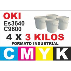 Oki toner C9600 C9800 ES3640 pack 4 x 3 kg. CMYK formato industrial