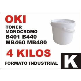 Oki toner monocromo B411 B431 B430 B440 MB460 formato industrial 4 Kg.