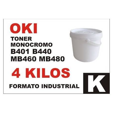 Oki toner monocromo B411 B431 B430 B440 MB460 formato industrial 4 Kg.