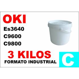 Oki toner color ES3640 C9600 C9800 C910 CIAN formato industrial 3 Kg.