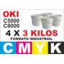 Oki toner Series C5000 C8000 C700 C800 4 x 3 kg CMYK formato industrial