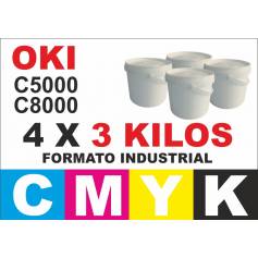 Oki toner Series C5000 C8000 C700 C800 4 x 3 kg CMYK formato industrial