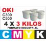 Oki toner color series C300 C500 4 x 3 kg CMYK formato industrial