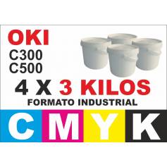 Oki tóner color series c300 c500 4 x 3 kg cmyk formato industrial