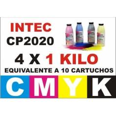 Maxi kit para Intec cp2020 xp2020 recargas tóner premium cmyk 4 kg.