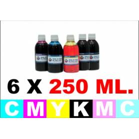 pack 6 botellas 1 Litro tinta para cartuchos HP BkpgCMYCcMc