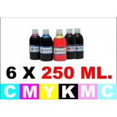 pack 6 botellas 1 Litro tinta para cartuchos HP BkpgCMYCcMc
