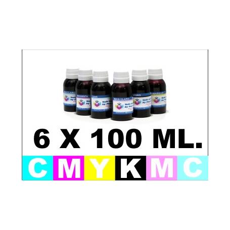 6 X 100 ml. tinta especifica para cartuchos Hp CMCcMcYK