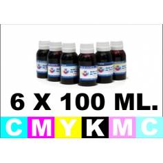 6 X 100 ml. tinta especifica para cartuchos Hp CMCcMcYK