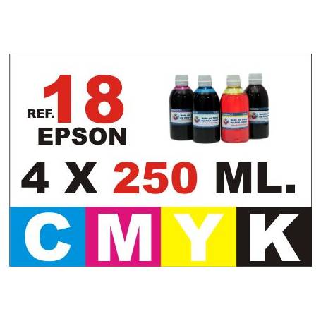 Epson 18, 18 XL pack 4 botellas 250 ml. CMYK