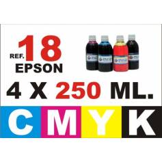 Para cartuchos Epson 18 18 xl pack 4 botellas 250 ml. cmyk