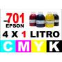 Epson 701, 701 XL pack 4 botellas 1 L. CMYK