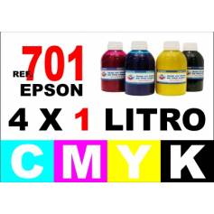 Epson 701, 701 XL pack 4 botellas 1 L. CMYK
