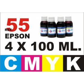 Epson 55, 55 XL pack 4 botellas 100 ml. CMYK