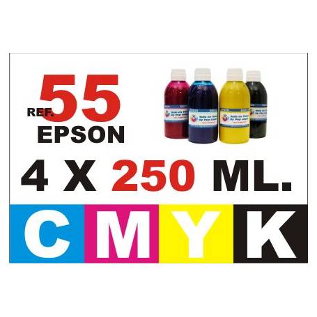 Epson 55, 55 XL pack 4 botellas 250 ml. CMYK