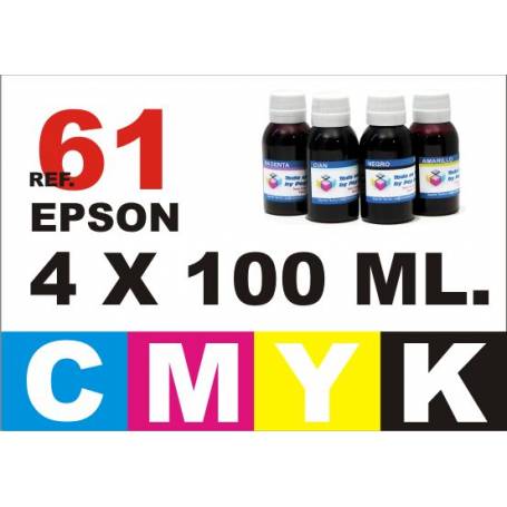 Epson 61, 61 XL pack 4 botellas 100 ml. CMYK
