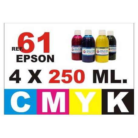 Epson 61, 61 XL pack 4 botellas 250 ml. CMYK