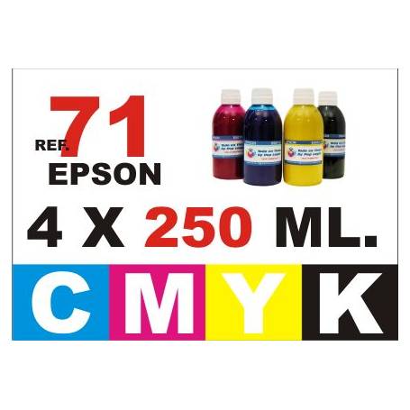 Epson 71, pack 4 botellas 250 ml. CMYK